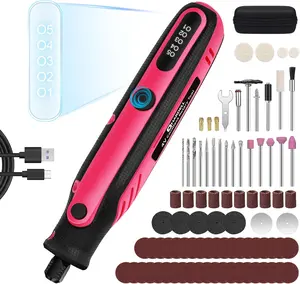 Mini Cordless Rotary Tool, 5-Speed Rotary Tool Kit with 86 Accessories, 4V Power Rotary Tool for Cutting, Engraving, Sanding, Drilling, Polishing, Small Wood Carving tool or DIY Crafts（Pink)