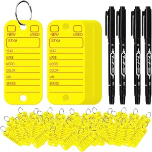 500 count PVC Tags with Labels and Rings,  Key for Organization, Identifiers, and Luggage Tags with 4 count Markers, Plastic  Tags for , , and Dealer Use