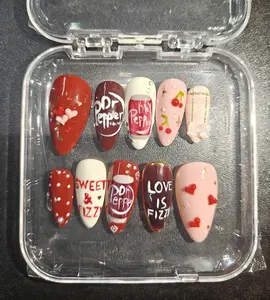 Dr Pepper Inspired Handmade Press On Nails - Cherry Soda Themed, Cute Kawaii Nail Art Decoration for Beauty & Personal Care