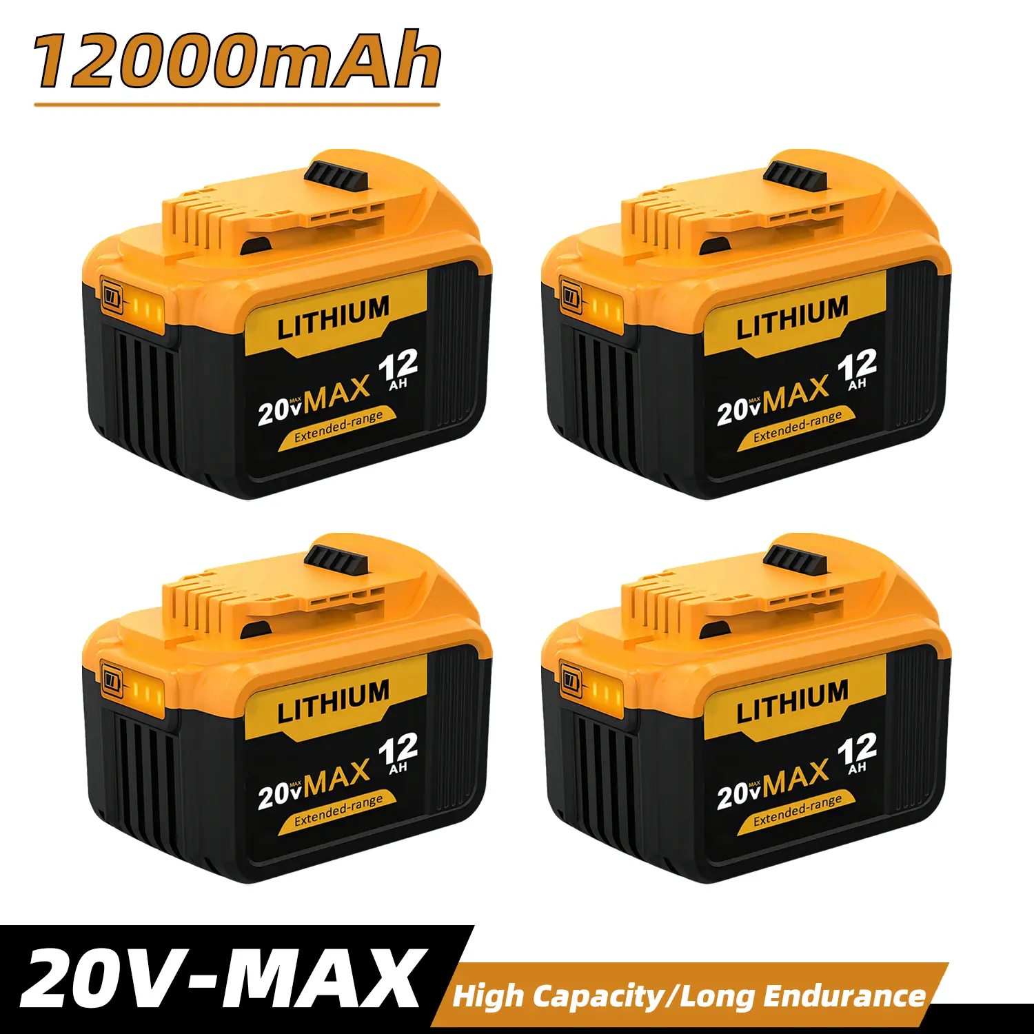 20V 12Ah (240Wh) High-Capacity Lithium Battery Replacement for Dewalt 20V Max Cordless Tool Batteries, Long Runtime, Compatible with DCB200/203/205/206/207 Series Heavy Duty Power Tool Accessories