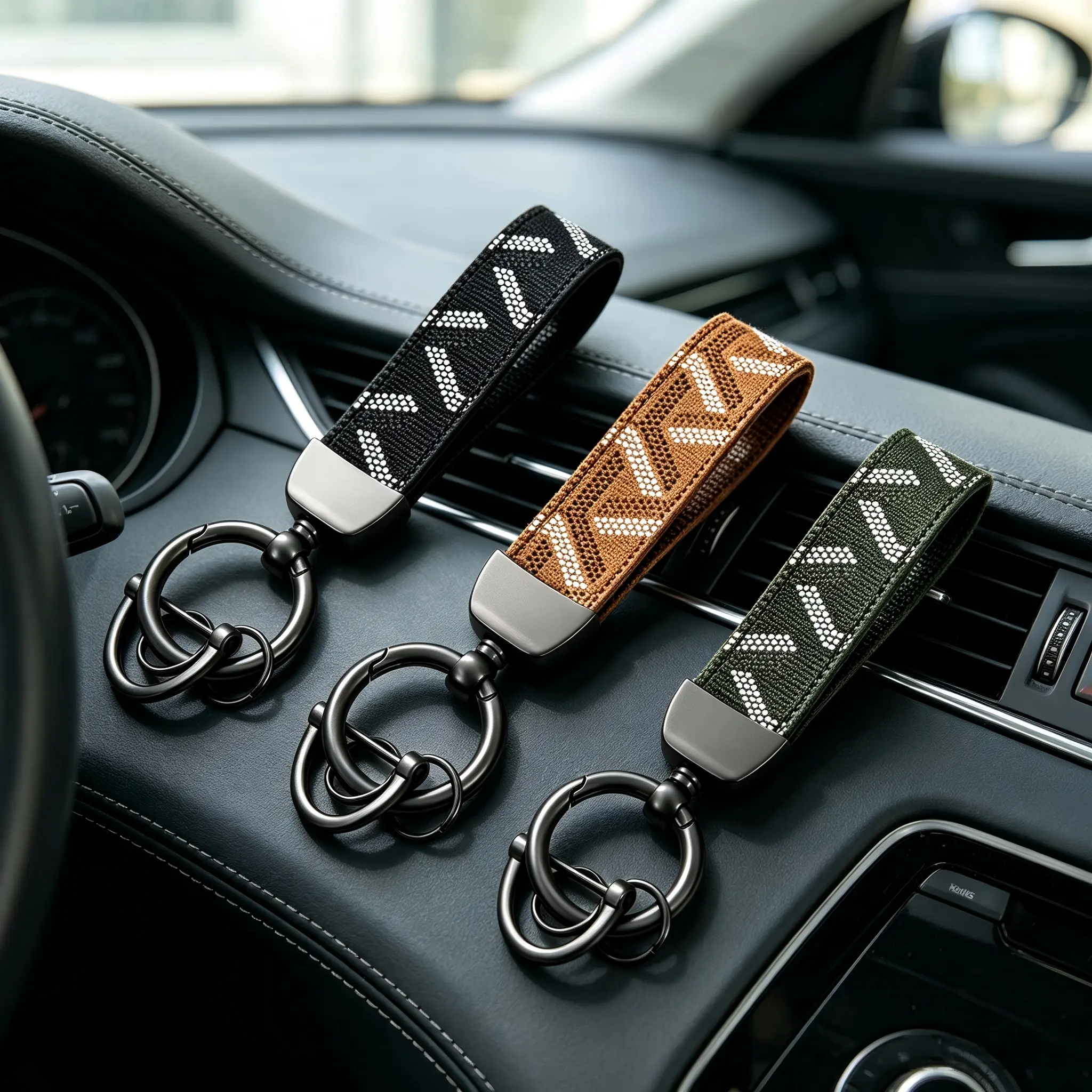 2026 Trendy Vintage Monogram Car Keychain, Luxury Waist Hanging Accessory Men, Multipurpose Decorative Charm Auto Keys, Handbags And Backpacks, Well-Made Surface, Solid Connection Design, Elegant Retro Look And Great Daily Commute A Key Rings For Car Keys