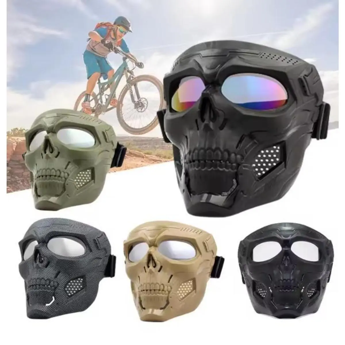 Skull Shape Full Face Goggles for Riding Enthusiasts - Offroad UV400 UV Shield Lenses, Weather-Resistant, Anti-Fog, Windproof Seal, Comfortable Durable Protective Gear for Motorcycle, Ski Adventures (Party Hats, Masks & Accessories), Viralproducts