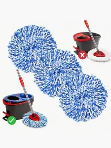 3 Pack Mop Replace Heads For O-Cedar Rinse Clean 2 Tank System, Spin Mop Replacement Head, Fluffy Microfiber O-Cedar Mop Refill Replace Head, Machine Washable, All Hard-Surfaced Floors Cleaning