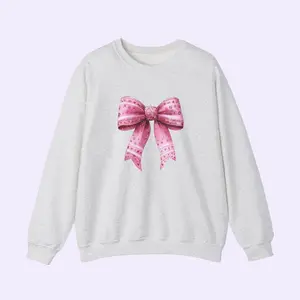 Pink Coquette Bow Sweatshirt,  Jumper, Festive , Winter Sweater, Gift for Her, Cozy Pullover