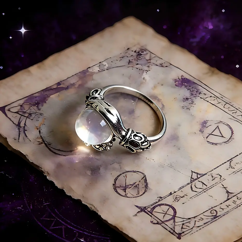 Witchy Vintage Guardian Crystal Ring - Adjustable (Fits 6-10) with Crystal Bead, Women's Pagan Fashion Accessory, Rings for Women, Mother's Day Gifts, 2026 Memorial Day Campaign Ready，mom gifts,anniversary gifts for her,birthday gifts for gf,summerwins