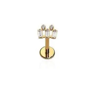 Cords Club Trinity Zirconia Flat Back Stud for Women - Single Earring
