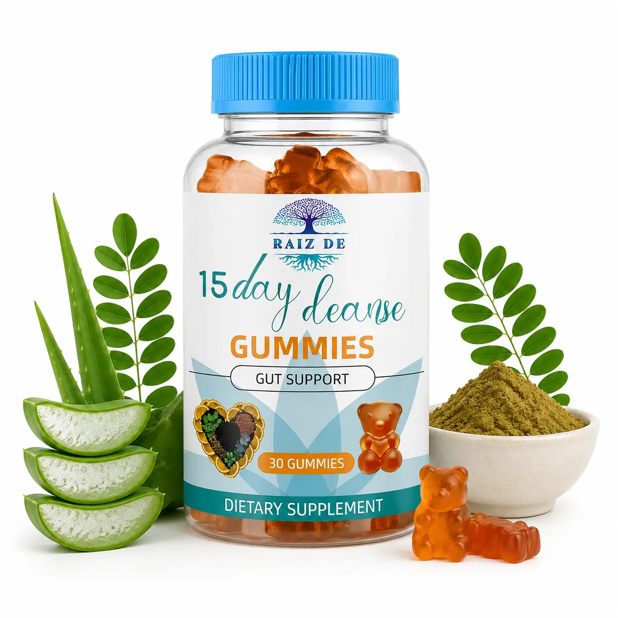 Raiz De 15 Day Cleanse Gummies | Gut Support Supplement | 30 Capsules