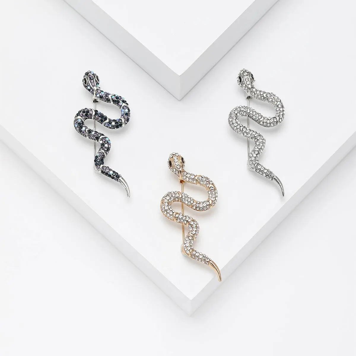 Rhinestone Snake Brooch
