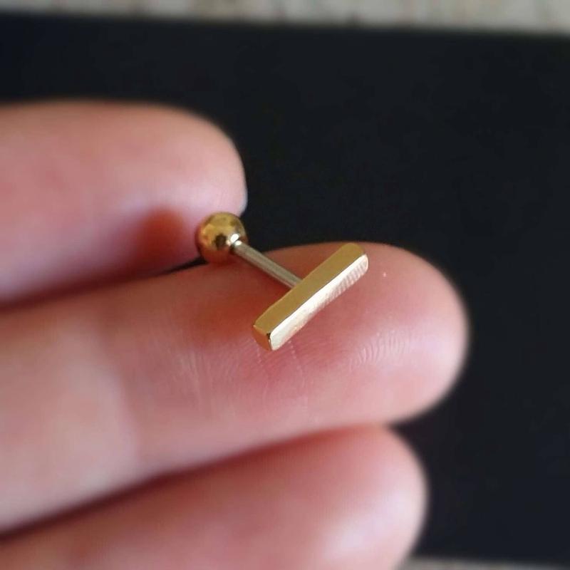 925 Silver Bar Earrings • 10mm Helix Cartilage Stud • Daith Line Piercings • Gold Line Lobe Studs • Minimalist Wedding • Bridesmaids Gifts