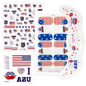 MelodySusie Soccer-Themed Nail Gel Strips, Nail Stickers & Face Temporary Tattoos, Waterproof Party Supplies Gameday FanGlow Kit