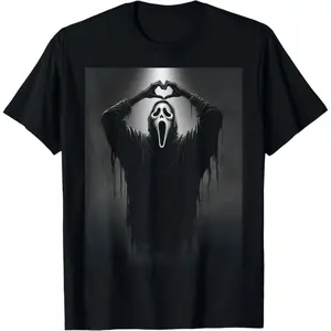 Vintage Ghostface Sunflower Tee Scary Face Horror Ghost Heart Hands Creepy Halloween T-Shirt