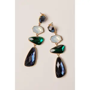 Julia Green Gemstone Tiered Drop Earrings