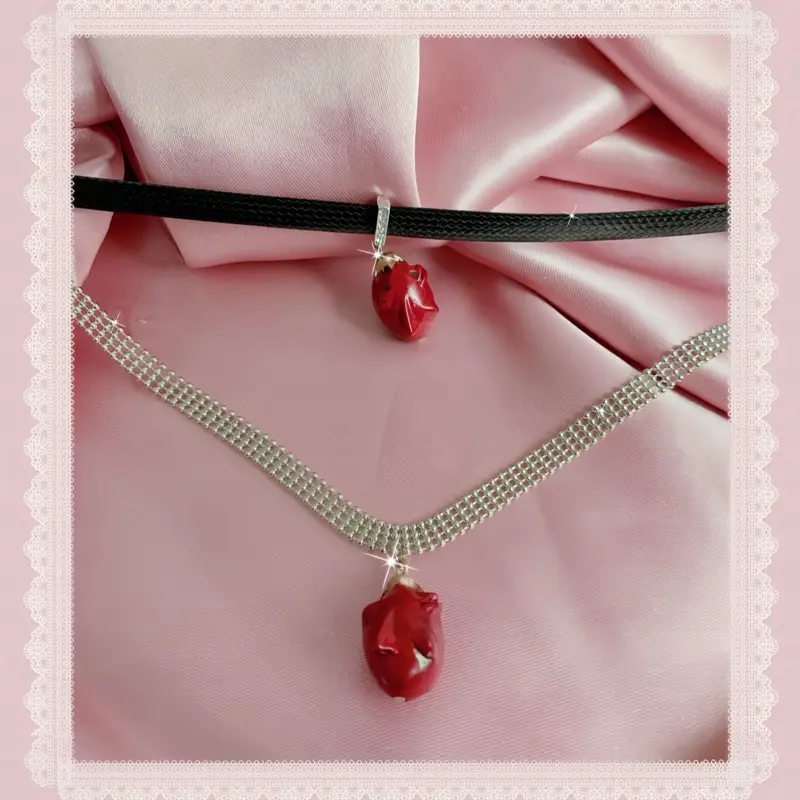 Berserk Anime Manga Griffith Behelit Jfashion Lolita Hime Gyaru Kawaii Coquette Dainty Rhinestone Vkei Y2K Choker Necklace