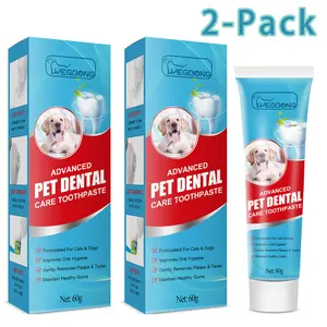 [2-Pack] Edible Pet Toothpaste for Dogs & Cats, Freshen Breath Remove Tartar Plaque, Gentle Dental Care Gel