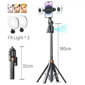 Adjustable Selfie Stick Tripod Stand, Compatible with Android/apple, 360° Rotating Selfie Pole with Light, Smart Ai Face Tracking, Selfie Accessories