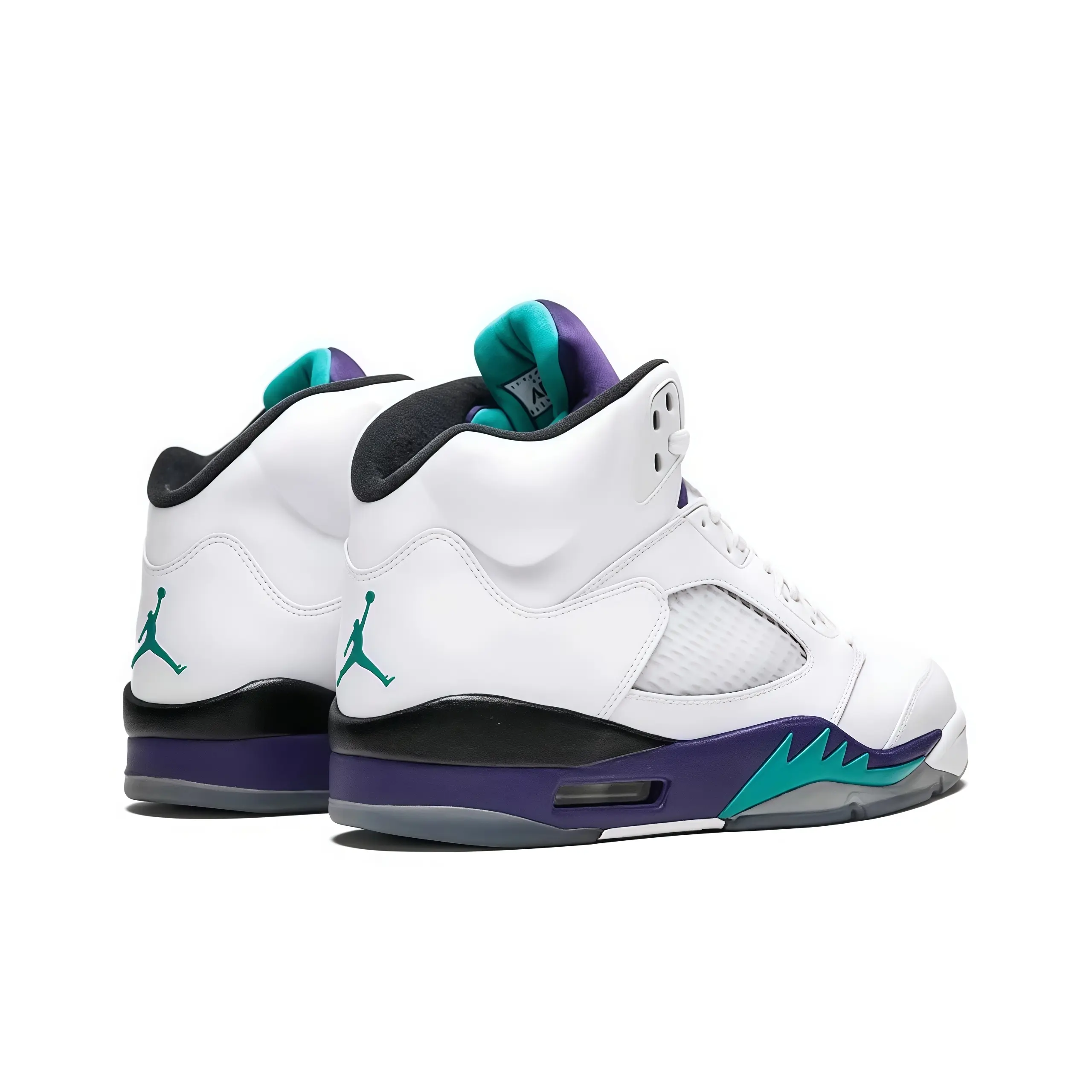 White Purple Teal Accent High‑Top Unisex Basketball Sneakers, Breathable Mesh Upper Lace‑Up Shoes, Shock‑Absorbing Cushion Non‑Slip Wear‑Resistant Rubber Outsole Sport Street Footwear for Training Daily All‑Season Wear