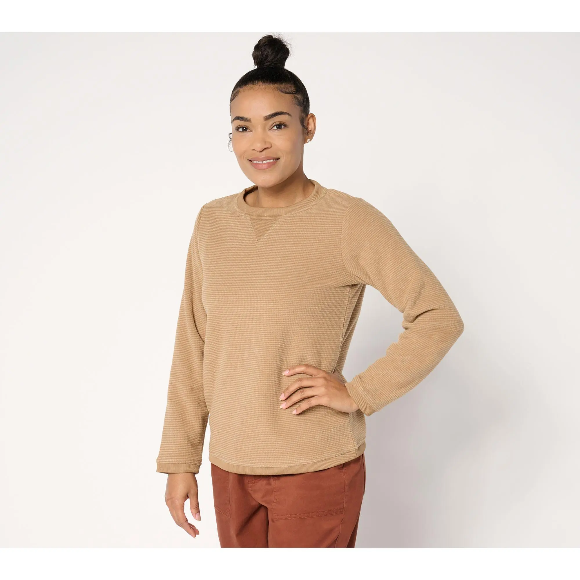 Denim & Co. Chenille Fleece Long-Sleeve Sweatshirt