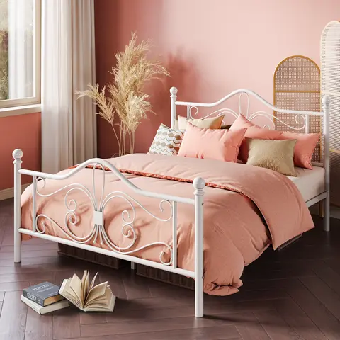 MUTICOR Twin/ Full/ Queen Platform Bed Frame, 【Frame Only No Mattress】Metal Bed Frame with Butterfly Pattern Design Headboard & Footboard, No Box Spring Needed,