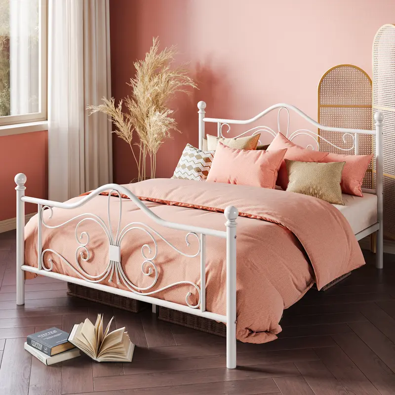 MUTICOR Twin/ Full/ Queen Platform Bed Frame, 【Frame Only No Mattress】Metal Bed Frame with Butterfly Pattern Design Headboard & Footboard, No Box Spring Needed,