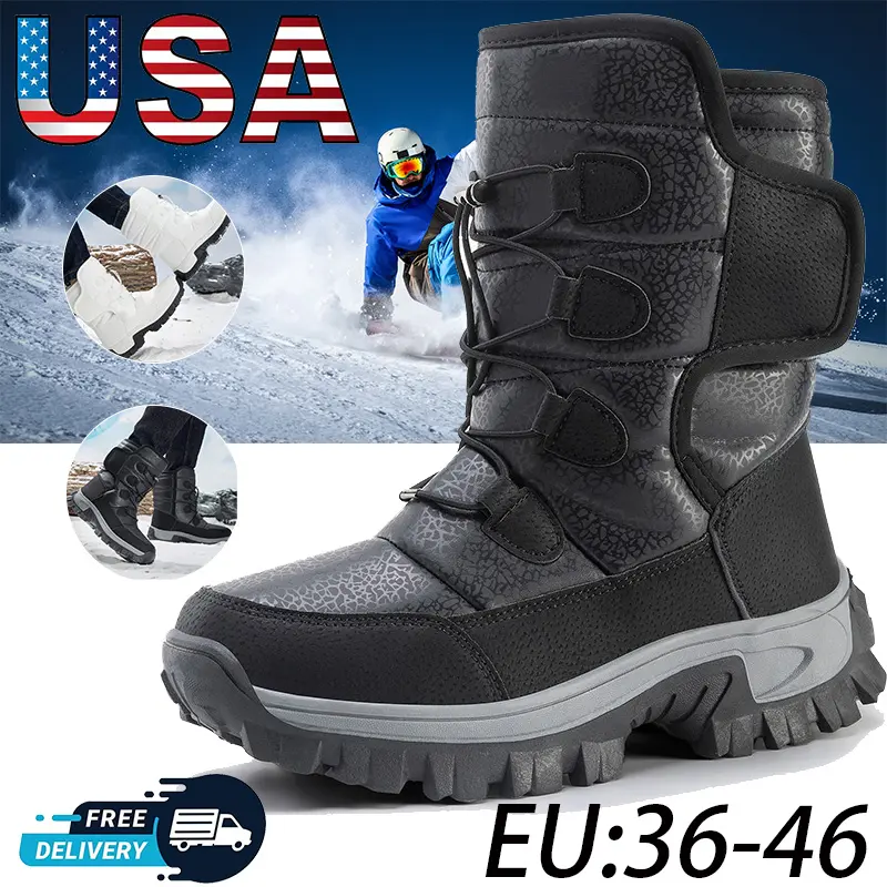 Men's & Women's Winter Snow Boots - Outdoor Anti-Slip Warm Cotton Footwear with Lightweight Design, Weight, Outdoors