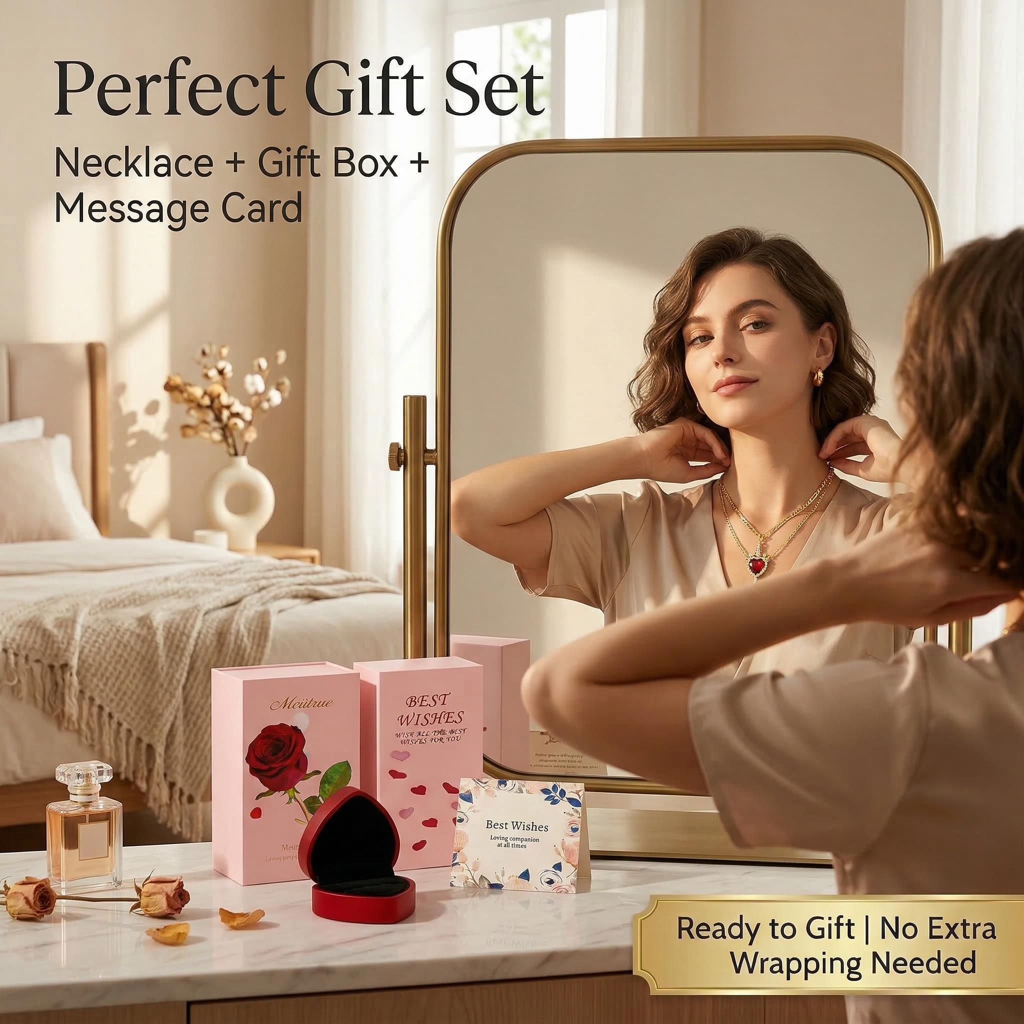 MEIITRUE 14K Gold Plated Heart Pendant Necklaces for Women Men, Zirconia Dagger Cross Pendant Necklace, Elegant Jewelry Gift for Couples