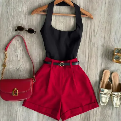 Spring Summer Women's Chic Minimalist Basic Fashion Tank Top Shorts Casual Outfit Set Womenswear Clothes, Perfect for Daily Wear and Office, summer matching set