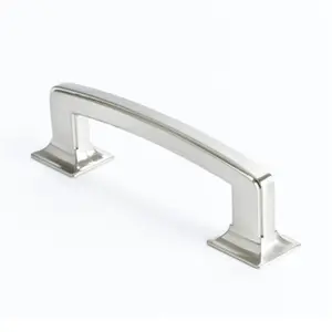 212 MAIN Brushed Nickel Hearthstone-Style Simple Center Pull Door Hardware, 96mm Center Distance