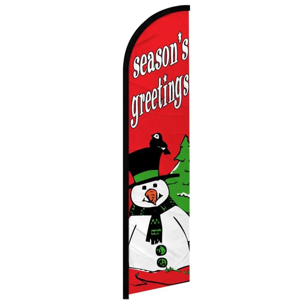 Snowman Season's Greetings Windproof Large-Size Banner Flag, Outdoor Display for Home, Festive Party Backdrop