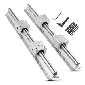 Linear Rail SBR12  Fully Supported Linear Rail Shaft Guide 12mm with 4PCS SBR12UU Slide Bearing Block Linear Rails and Bearings Kit for CNC Machine