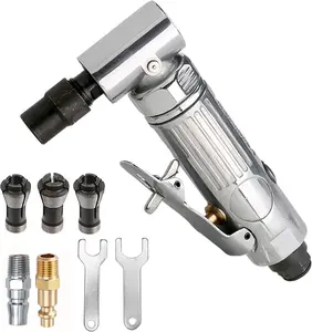 Air Die,Angle,20000 RPM Free Speed,1/4"(6MM,6.35MM) & 1/8"(3MM) collet,Safety Lock, Polishing Tool