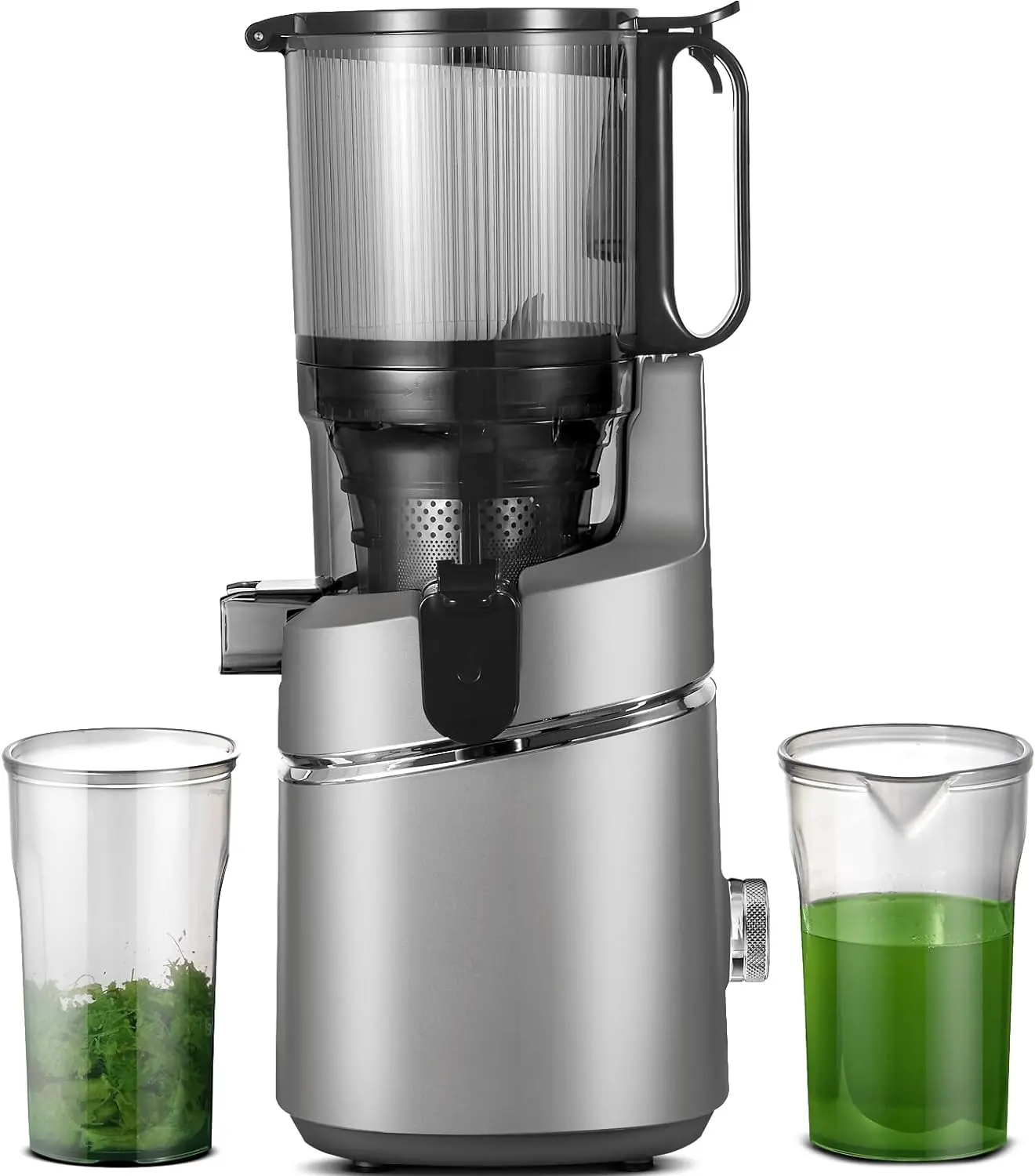 Juicer Machines, AMZCHEF 5.3-Inch Self-Feeding Masticating Juicer Fit Whole Fruits & Vegetables, Cold Press Electric Juicer Machines with High Juice Yield, Easy Cleaning, BPA Free, 250W