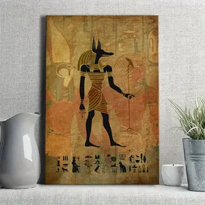 1 Piece Wooden Frame Canvas, Ancient Egypt Anubis, Stylish and Cheap Living Room, Bedroom, Office, Dining Room, Bar Wall Decorative Poster, Waterproof,, Printing, Artwork, Gift Decoration Ornaments