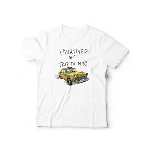 Humorous Cotton T-shirt Featuring I Survived My Trip to New York Holiday Design