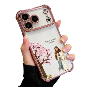 Jesus Hugging Girl Phone Case for iPhone 17 Pro Max 16 15 Plus 14 13 12 11 Air Christian Faith Spanish Quote Electroplated Edge Shockproof Four-Corner Drop Protection Cover Gift Idea DDSJ260404015