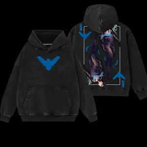 Superstyle Tales of the Teen Titans #44 - Dick Grayson Nightwing Hero Verse Comic Edition Double Printed Oversize Lightweight Acid Washed Tee Hoodie Sweater TV Series Graphic Design Top Cotton Streetwear Comic Superheroes T-Shirt Clothes Menswear B02 Q4B