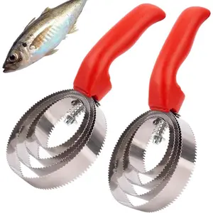Fish Skin Brush Fast Remove, 2 Pack Stainless Steel Fish Scaler Remover, Heavy Duty commercial Fish Scaler Brush Fish Scaler Cleaning, Stainless Steel Sawtooth Easily Remove Fish Scales