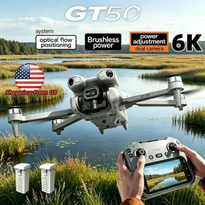 GT50 6K drone remote control four-axis brushless helicopter, with screen remote control, 2 batteries, high-definition aerial photography, suitable for outdoor flight, aircraft ESC