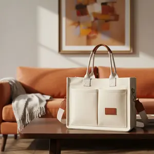 Women's versatile tote bag, stylish large-capacity canvas bag with multiple pockets and adjustable shoulder strap, perfect for work, school, and daily commuting, a must-have for travel. Thanksgiving, Christmas, and New Year gift.