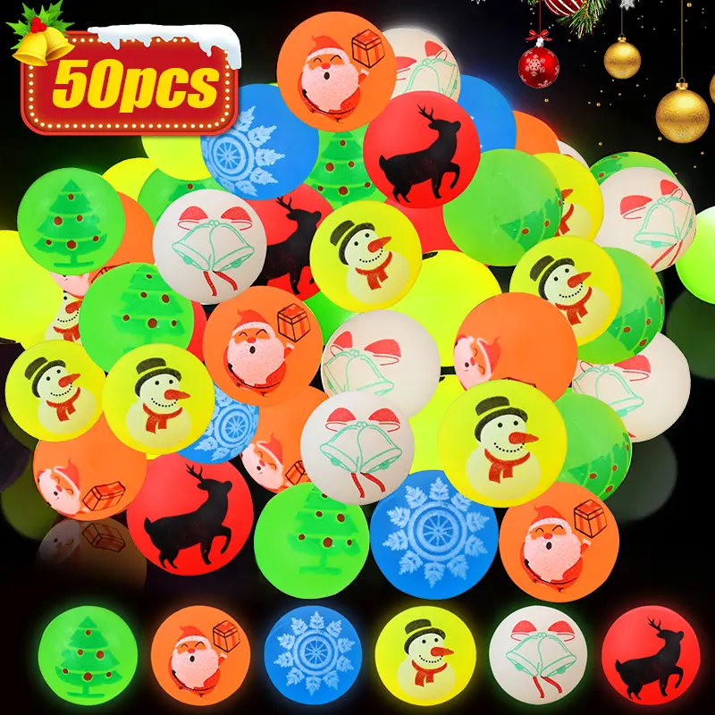 Glow in the Dark Rubber Bouncy Balls - 10/20/30/50Pcs Multiple Packs, 2.2cm/0.87inch, Random Mix, LED Lights, Kids' Christmas Stocking Stuffers, Child Party Game Gifts, Festive Party Supplies Toys