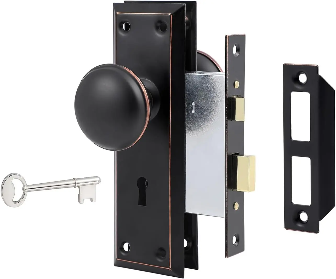 Mortise Lock Set for Interior Door, Oil Rubbed Bronze Finish