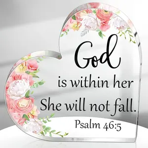 Christian Gifts for Women Inspirational Religious Gifts for Her Bible Verse Desk Decor Spiritual Acrylic Plaque Floral Patterns Decorative Sign for Birthday Mom Sister Friend