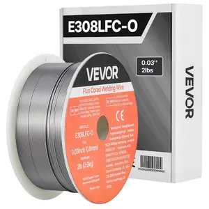 VEVOR Flux Core MIG Welding Wire, E308LFC-O 0.03-inch 2 LBS, Gasless Stainless Steel Welding Wire with Low Spatter for All Position Arc Welding, Self-Shielded for Outdoor Use