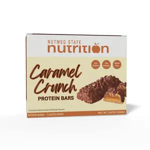 Nutmeg State Nutrition - High Protein Bars, 170 Calories, 14g Protein, Gluten Free, Low Cholesterol, Low Sodium, GLP-1 Compatible, Ideal Protein Compatible, 7 Servings Per Box (Caramel Crunch)