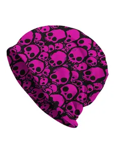 Vintage Autumn Spring Hats Cool Purple Skull Head Pattern Thin Hat Bonnet Hipster Skullies Beanies Caps Men Women's Earmuffs