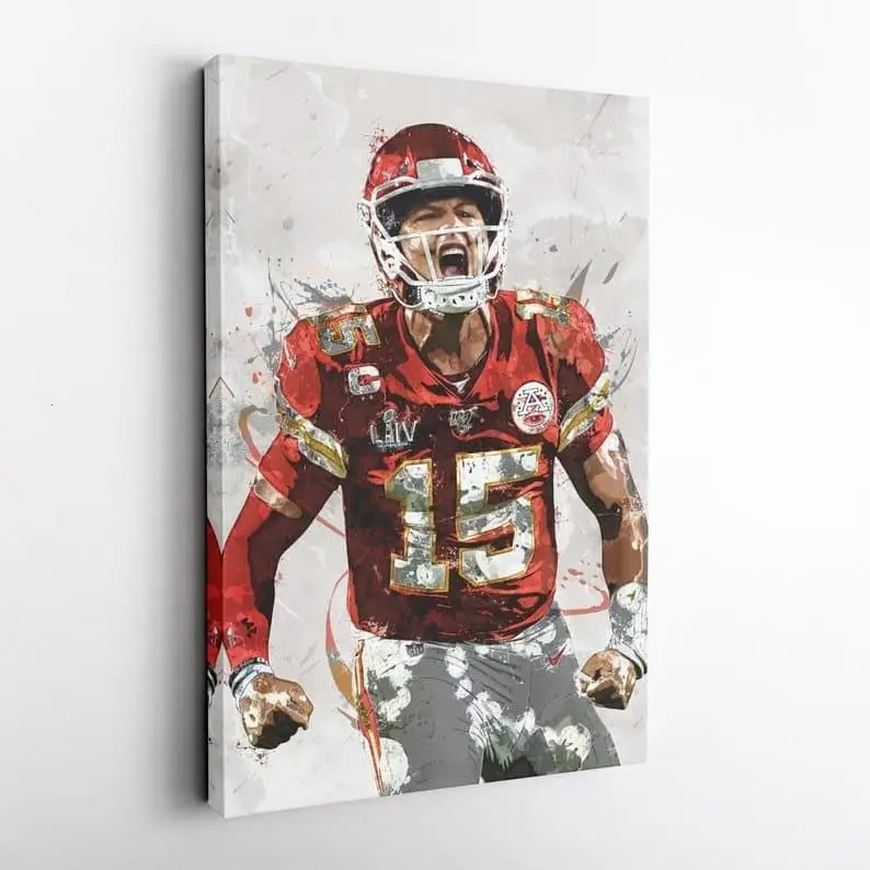 [Unframed] Star Quarterback Poster Kansas City Canvas Print Kids Decor Man Cave Gift Wall Art Wrap