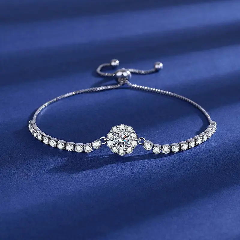 SKU:SL-24 | Unisex 1.0CT Moissanite Beaded Bracelet - Non-Natural Crystal Jewelry, Boho Sparkle, Modern Twist, Beading