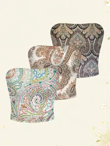 Boho Style Vintage Paisley Tube Top, Sleeveless Fitted Design, Graphic Pattern, Perfect for Layering, Women's Fashion Outerwear Set