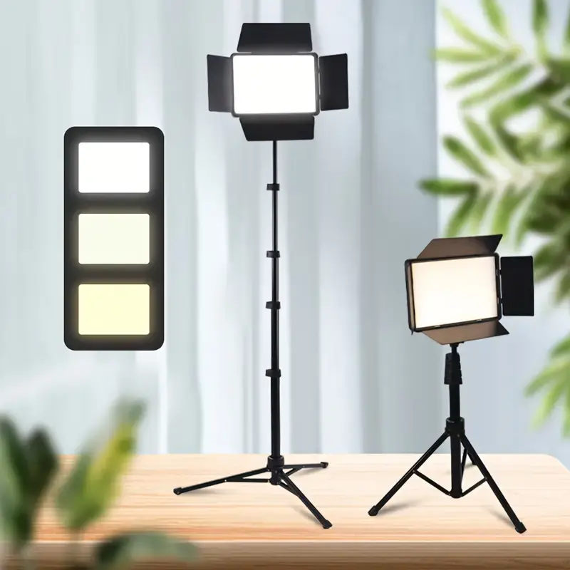 Upgrade Dimmable LED Studio Video Light Kit 1-Pack, Photography Lighting with Light Barndoor and 60 Inch Tripod, Ideal for TikTok, YouTube, Makeup and Video Recording#SummerWins#BackToSchoolDeal