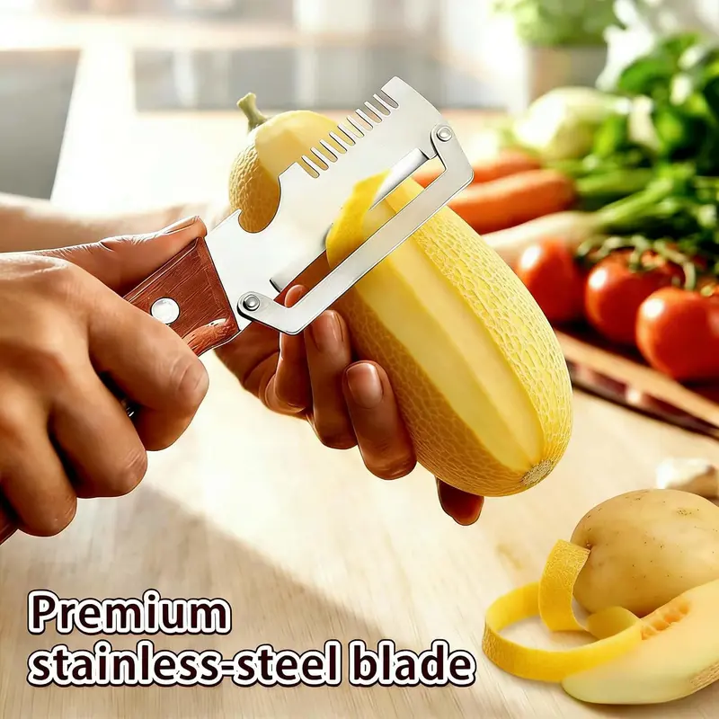 Multifunctional Vegetable Peeler,With wooden handle & bottle opener and grater 3 in 1 kitchen gadgets for potatoes pumpkinsp garlic sugarcane pineapples carrots and other vegetables or fruits Multifunctional Vegetable Peeler,With wooden handle & bottle opener and grater 3 in 1 kitchen gadgets for potatoes pumpkinsp garlic sugarcane pineapples carrots and other vegetables or fruits