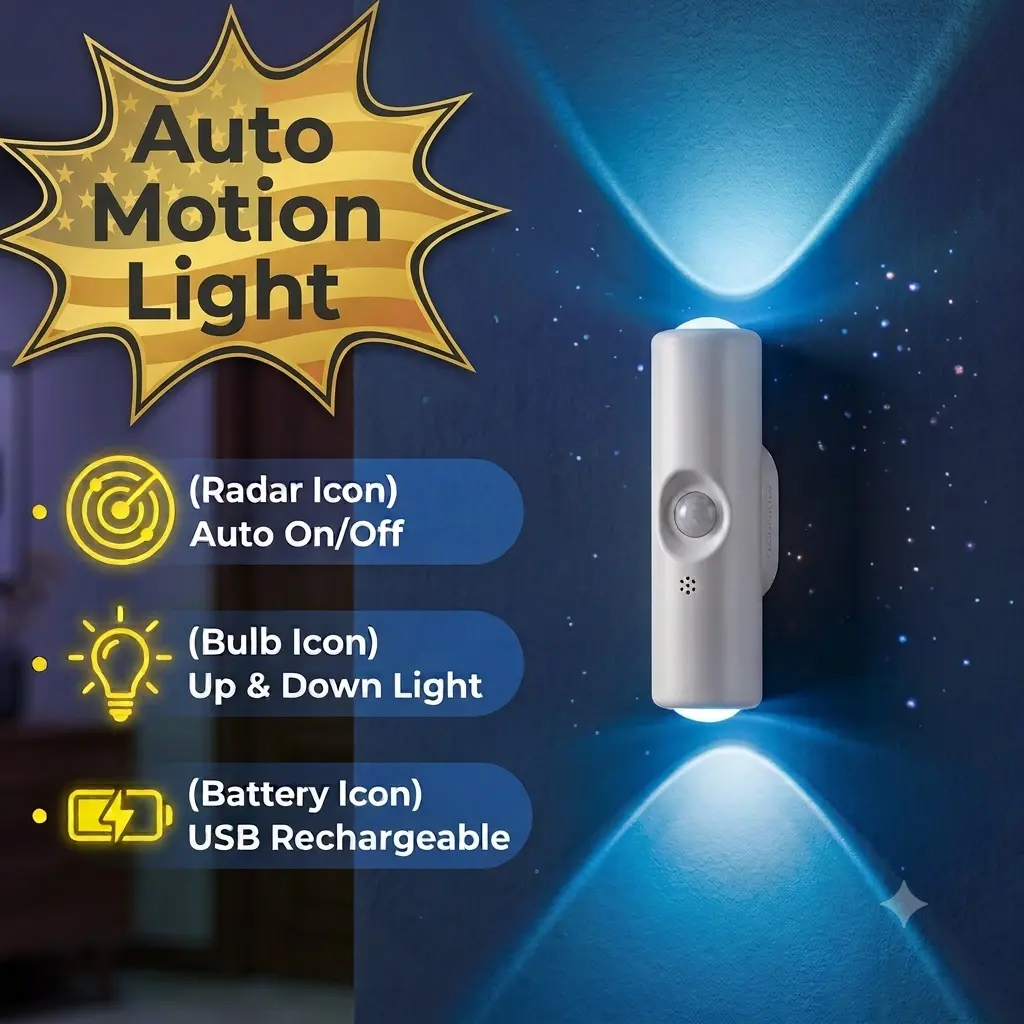 7-Color Cat Eye Motion Sensor LED Wall Lamp, USB Rechargeable Magnetic Night Light, Easy Install for Stairs Hallway Bedroom Closet Bathroom Garage RV Dorm Entryway Decor